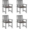Image de vidaXL - Tuinstoelen - 4 - st - met - kussens - massief - acaciahout - grijs