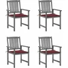 Image de vidaXL - Tuinstoelen - 4 - st - met - kussens - massief - acaciahout - grijs