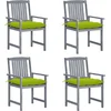 Image de vidaXL - Tuinstoelen - 4 - st - met - kussens - massief - acaciahout - grijs