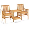 Image de vidaXL - Tuinstoelen - met - tafeltje - en - kussens - massief - acaciahout