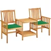 Image de vidaXL - Tuinstoelen - met - tafeltje - en - kussens - massief - acaciahout
