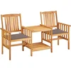 Image de vidaXL - Tuinstoelen - met - tafeltje - en - kussens - massief - acaciahout