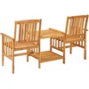Image de vidaXL - Tuinstoelen - met - tafeltje - en - kussens - massief - acaciahout