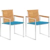 Image de vidaXL - Tuinstoelen - 2 - st - met - kussens - massief - teakhout - en - staal