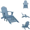 Image de vidaXL - Tuinstoel - Adirondack - met - voetenbank - massief - vurenhout - blauw