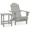 Image de vidaXL - Tuinstoel - Adirondack - met - tafel - massief - vurenhout - grijs