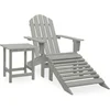 Image de vidaXL - Tuinstoel - Adirondack - voetenbank - tafel - massief - vurenhout - grijs