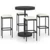 Image de vidaXL - 5-delige - Tuinbarset - met - kussens - poly - rattan - zwart