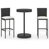 Image de vidaXL - 3-delige - Tuinbarset - met - kussens - poly - rattan - zwart
