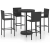 Image de vidaXL - 5-delige - Tuinbarset - poly - rattan - zwart