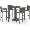 Image de vidaXL - 5-delige - Tuinbarset - poly - rattan - grijs