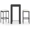Image de vidaXL - 3-delige - Tuinbarset - met - kussens - poly - rattan - zwart