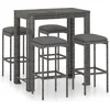 Image de vidaXL - 5-delige - Tuinbarset - met - kussens - poly - rattan - grijs