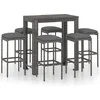 Image de vidaXL - 7-delige - Tuinbarset - met - kussens - poly - rattan - grijs