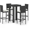 Image de vidaXL - 5-delige - Tuinbarset - met - kussens - poly - rattan - zwart