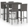 Image de vidaXL - 5-delige - Tuinbarset - met - kussens - poly - rattan - grijs