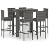 Image de vidaXL - 7-delige - Tuinbarset - met - kussens - poly - rattan - grijs