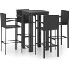 Image de vidaXL - 5-delige - Tuinbarset - met - armleuningen - poly - rattan - zwart
