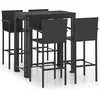 Image de vidaXL - 5-delige - Tuinbarset - met - armleuningen - poly - rattan - zwart