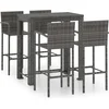 Image de vidaXL - 5-delige - Tuinbarset - met - armleuningen - poly - rattan - grijs