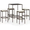 Image de vidaXL - 5-delige - Tuinbarset - met - kussens - poly - rattan - bruin