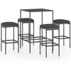 Image de vidaXL - 5-delige - Tuinbarset - met - kussens - poly - rattan - grijs