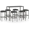 Image de vidaXL - 7-delige - Tuinbarset - met - kussens - poly - rattan - grijs