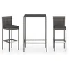 Image de vidaXL - 3-delige - Tuinbarset - met - kussens - poly - rattan - grijs