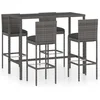 Image de vidaXL - 5-delige - Tuinbarset - met - kussens - poly - rattan - grijs