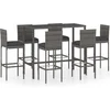 Image de vidaXL - 7-delige - Tuinbarset - met - kussens - poly - rattan - grijs