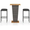 Image de vidaXL - 3-delige - Tuinbarset - met - kussens - poly - rattan - grijs