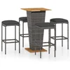 Image de vidaXL - 5-delige - Tuinbarset - met - kussens - poly - rattan - grijs