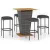 Image de vidaXL - 5-delige - Tuinbarset - met - kussens - poly - rattan - grijs