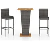Image de vidaXL - 3-delige - Tuinbarset - met - kussens - poly - rattan - grijs