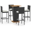Image de vidaXL - 5-delige - Tuinbarset - met - kussens - poly - rattan - zwart