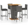 Image de vidaXL - 5-delige - Tuinbarset - met - kussens - poly - rattan - grijs