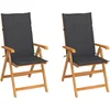 Image de vidaXL - Tuinstoelen - 2 - st - met - antracietkleurige - kussens - massief - teakhout