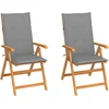 Image de vidaXL - Tuinstoelen - 2 - st - met - grijze - kussens - massief - teakhout