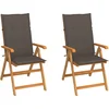 Image de vidaXL - Tuinstoelen - 2 - st - met - taupe - kussens - massief - teakhout