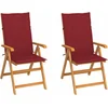 Image de vidaXL - Tuinstoelen - 2 - st - met - wijnrode - kussens - massief - teakhout