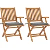Image de vidaXL - Tuinstoelen - 2 - st - met - grijze - kussens - massief - teakhout