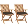 Image de vidaXL - Tuinstoelen - 2 - st - met - taupe - kussens - massief - teakhout