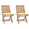 Image de vidaXL - Tuinstoelen - 2 - st - met - crèmekleurige - kussens - massief - teakhout