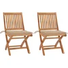 Image de vidaXL - Tuinstoelen - 2 - st - met - beige - kussens - massief - teakhout