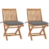 Image de vidaXL - Tuinstoelen - 2 - st - met - grijze - kussens - massief - teakhout