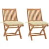 Image de vidaXL - Tuinstoelen - 2 - st - met - crèmewitte - kussens - massief - teakhout