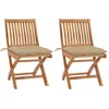 Image de vidaXL - Tuinstoelen - 2 - st - met - beige - kussens - massief - teakhout
