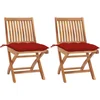 Image de vidaXL-Tuinstoelen-2-st-met-rode-kussens-massief-teakhout