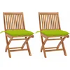 Image de vidaXL - Tuinstoelen - 2 - st - met - heldergroene - kussens - massief - teakhout