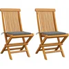 Image de vidaXL - Tuinstoelen - 2 - st - met - grijze - kussens - massief - teakhout
